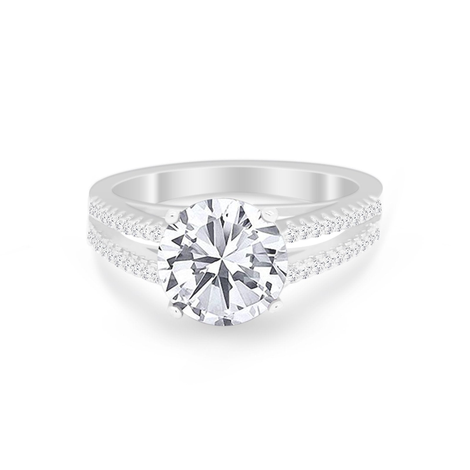 Vintage Style Round Simulated Cubic Zirconia Engagement Ring 925 Sterling Silver
