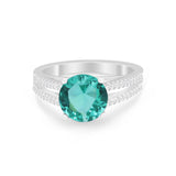 Vintage Style Round Simulated Cubic Zirconia Engagement Ring 925 Sterling Silver