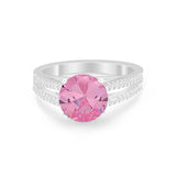 Vintage Style Round Simulated Cubic Zirconia Engagement Ring 925 Sterling Silver