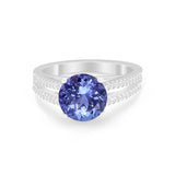 Vintage Style Round Simulated Cubic Zirconia Engagement Ring 925 Sterling Silver