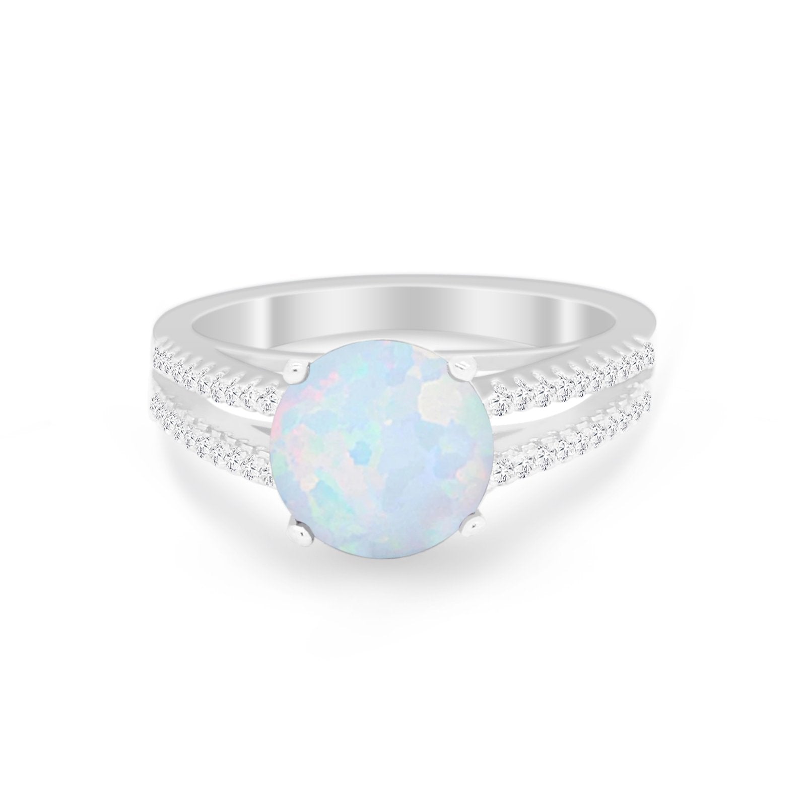 Vintage Style Round Simulated Cubic Zirconia Engagement Ring 925 Sterling Silver