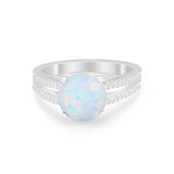 Vintage Style Round Simulated Cubic Zirconia Engagement Ring 925 Sterling Silver