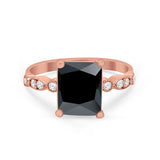 Radiant Cut Shank Simulated Cubic Zirconia 925 Sterling Silver Engagement Ring