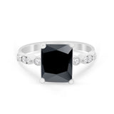 Radiant Cut Shank Simulated Cubic Zirconia 925 Sterling Silver Engagement Ring
