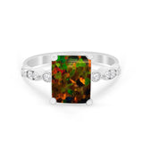 Radiant Cut Shank Simulated Cubic Zirconia 925 Sterling Silver Engagement Ring