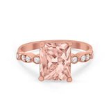 Radiant Cut Shank Simulated Cubic Zirconia 925 Sterling Silver Engagement Ring