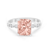 Radiant Cut Shank Simulated Cubic Zirconia 925 Sterling Silver Engagement Ring