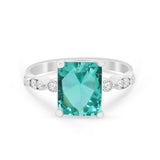 Radiant Cut Shank Simulated Cubic Zirconia 925 Sterling Silver Engagement Ring