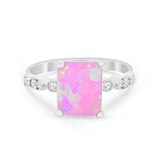 Radiant Cut Shank Simulated Cubic Zirconia 925 Sterling Silver Engagement Ring