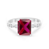 Radiant Cut Shank Simulated Cubic Zirconia 925 Sterling Silver Engagement Ring