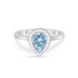 Solitaire Wedding Ring Pear Simulated Cubic Zirconia 925 Sterling Silver