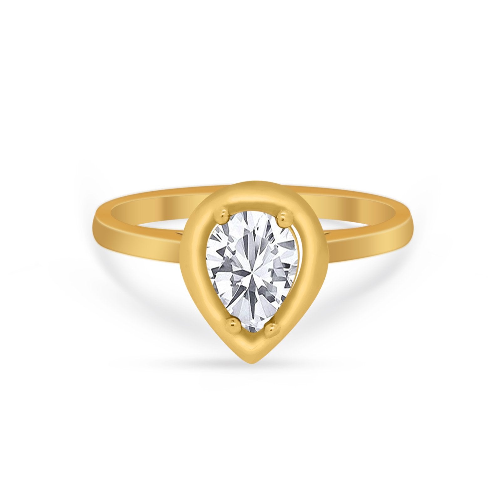 Solitaire Wedding Ring Pear Simulated Cubic Zirconia 925 Sterling Silver