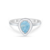 Solitaire Wedding Ring Pear Simulated Cubic Zirconia 925 Sterling Silver