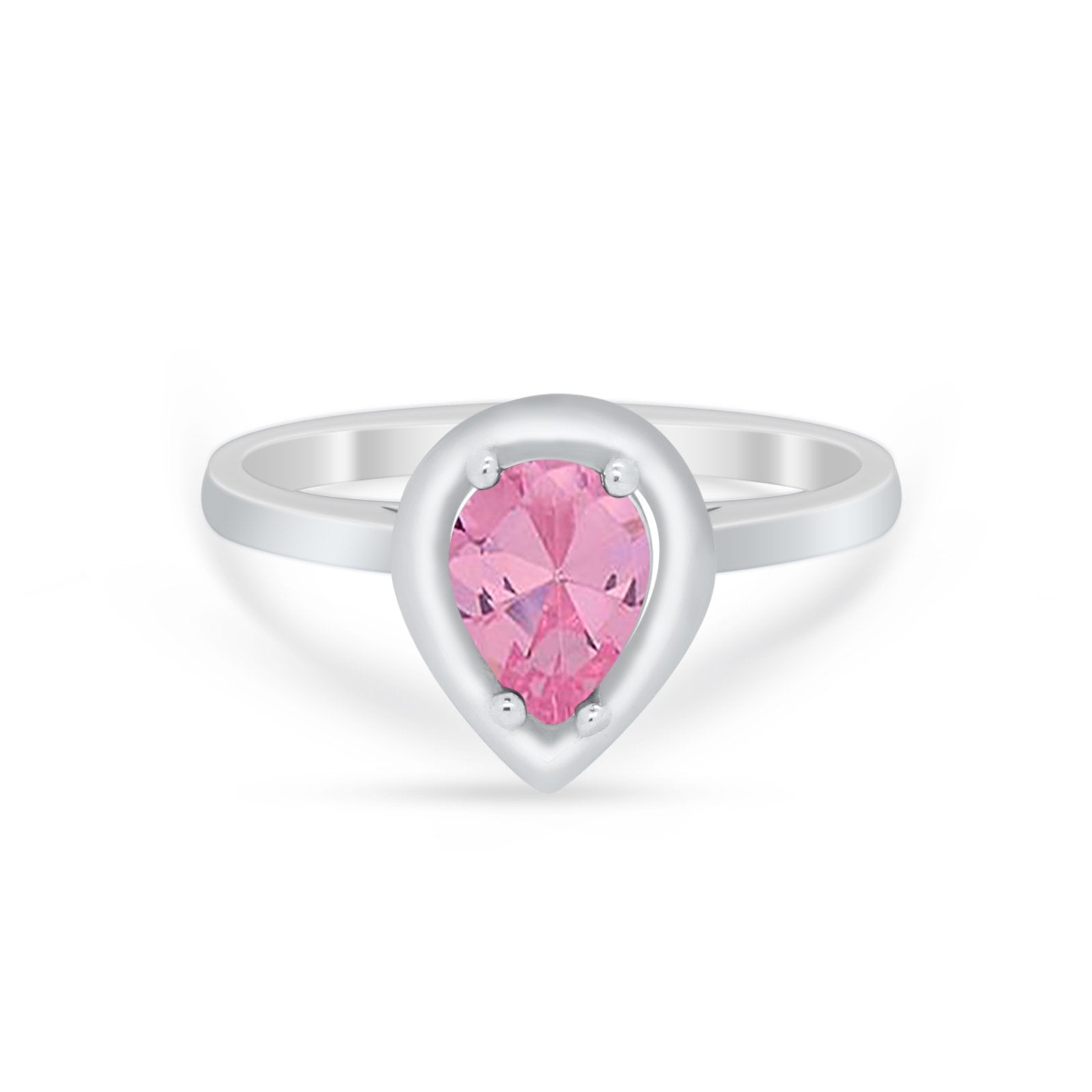 Solitaire Wedding Ring Pear Simulated Cubic Zirconia 925 Sterling Silver