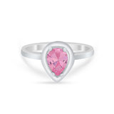 Solitaire Wedding Ring Pear Simulated Cubic Zirconia 925 Sterling Silver