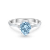 Teardrop Pear Wedding Ring Simulated Cubic Zirconia 925 Sterling Silver