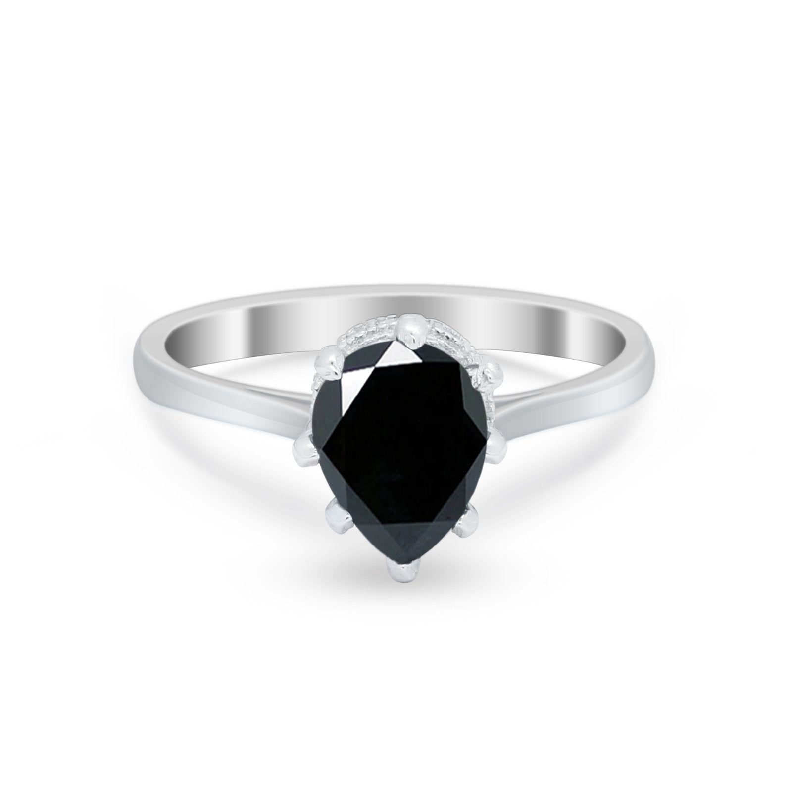 Teardrop Pear Wedding Ring Simulated Cubic Zirconia 925 Sterling Silver