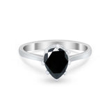 Teardrop Pear Wedding Ring Simulated Cubic Zirconia 925 Sterling Silver