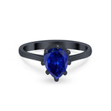 Teardrop Pear Wedding Ring Simulated Cubic Zirconia 925 Sterling Silver