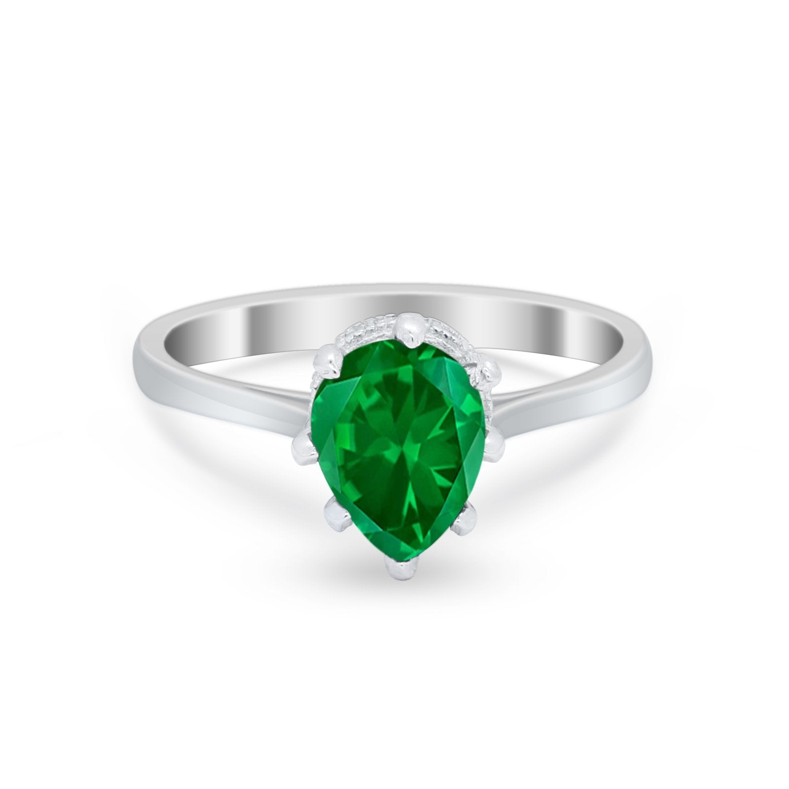 Teardrop Pear Wedding Ring Simulated Cubic Zirconia 925 Sterling Silver