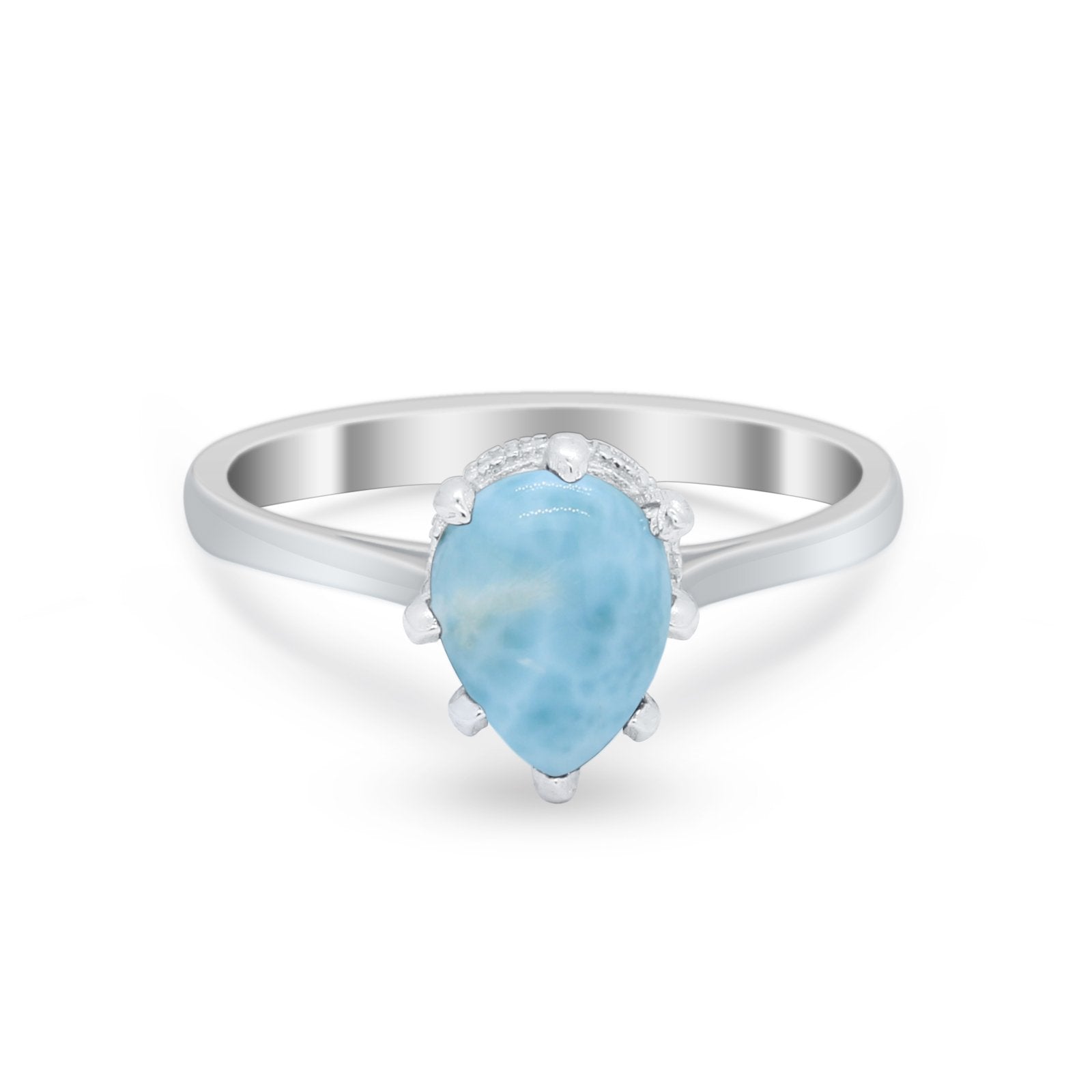 Teardrop Pear Wedding Ring Simulated Cubic Zirconia 925 Sterling Silver