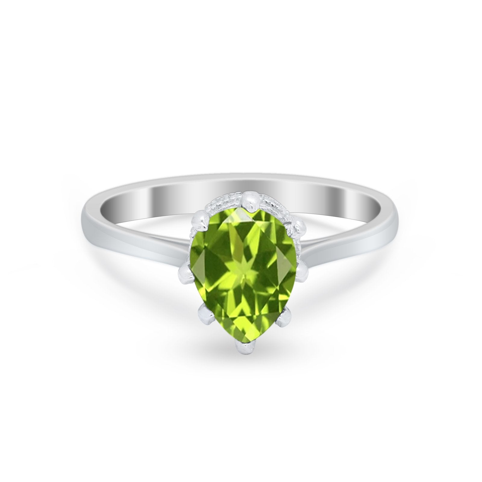 Teardrop Pear Wedding Ring Simulated Cubic Zirconia 925 Sterling Silver