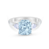 Three Stone Wedding Ring Heart Simulated Cubic Zirconia 925 Sterling Silver BA1058