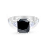 Three Stone Wedding Ring Heart Simulated Cubic Zirconia 925 Sterling Silver BA1058