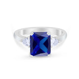 Three Stone Wedding Ring Heart Simulated Cubic Zirconia 925 Sterling Silver BA1058