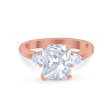 Three Stone Wedding Ring Heart Simulated Cubic Zirconia 925 Sterling Silver BA1058