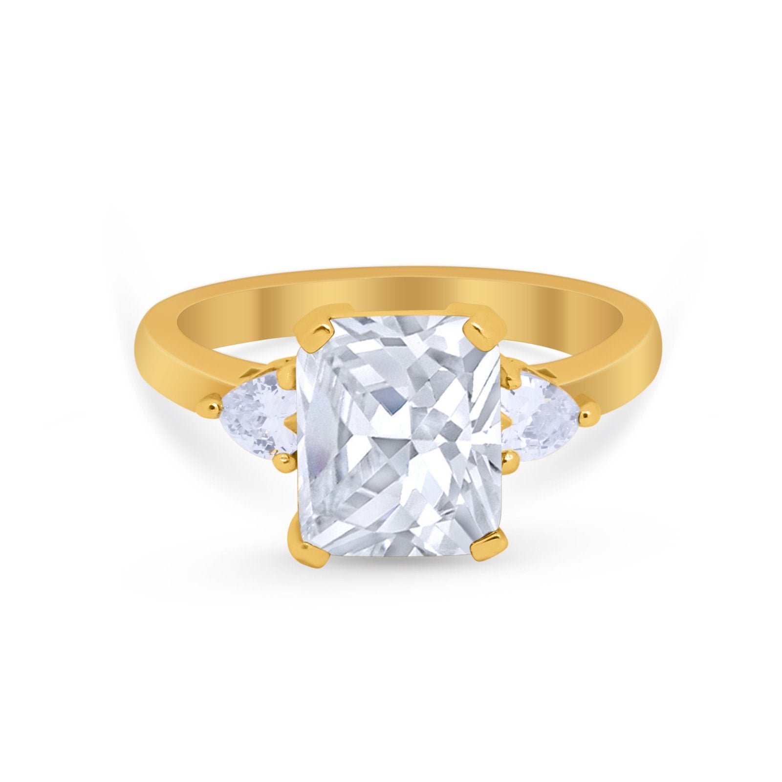 Three Stone Wedding Ring Heart Simulated Cubic Zirconia 925 Sterling Silver BA1058