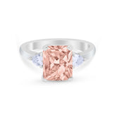 Three Stone Wedding Ring Heart Simulated Cubic Zirconia 925 Sterling Silver BA1058