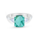 Three Stone Wedding Ring Heart Simulated Cubic Zirconia 925 Sterling Silver BA1058