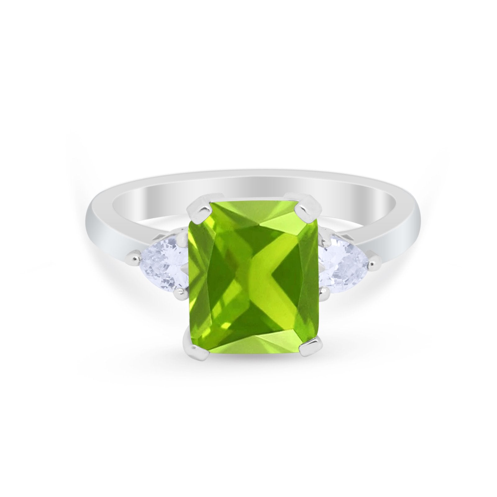 Three Stone Wedding Ring Heart Simulated Cubic Zirconia 925 Sterling Silver BA1058