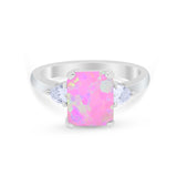 Three Stone Wedding Ring Heart Simulated Cubic Zirconia 925 Sterling Silver BA1058