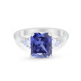 Three Stone Wedding Ring Heart Simulated Cubic Zirconia 925 Sterling Silver BA1058