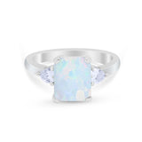 Three Stone Wedding Ring Heart Simulated Cubic Zirconia 925 Sterling Silver BA1058