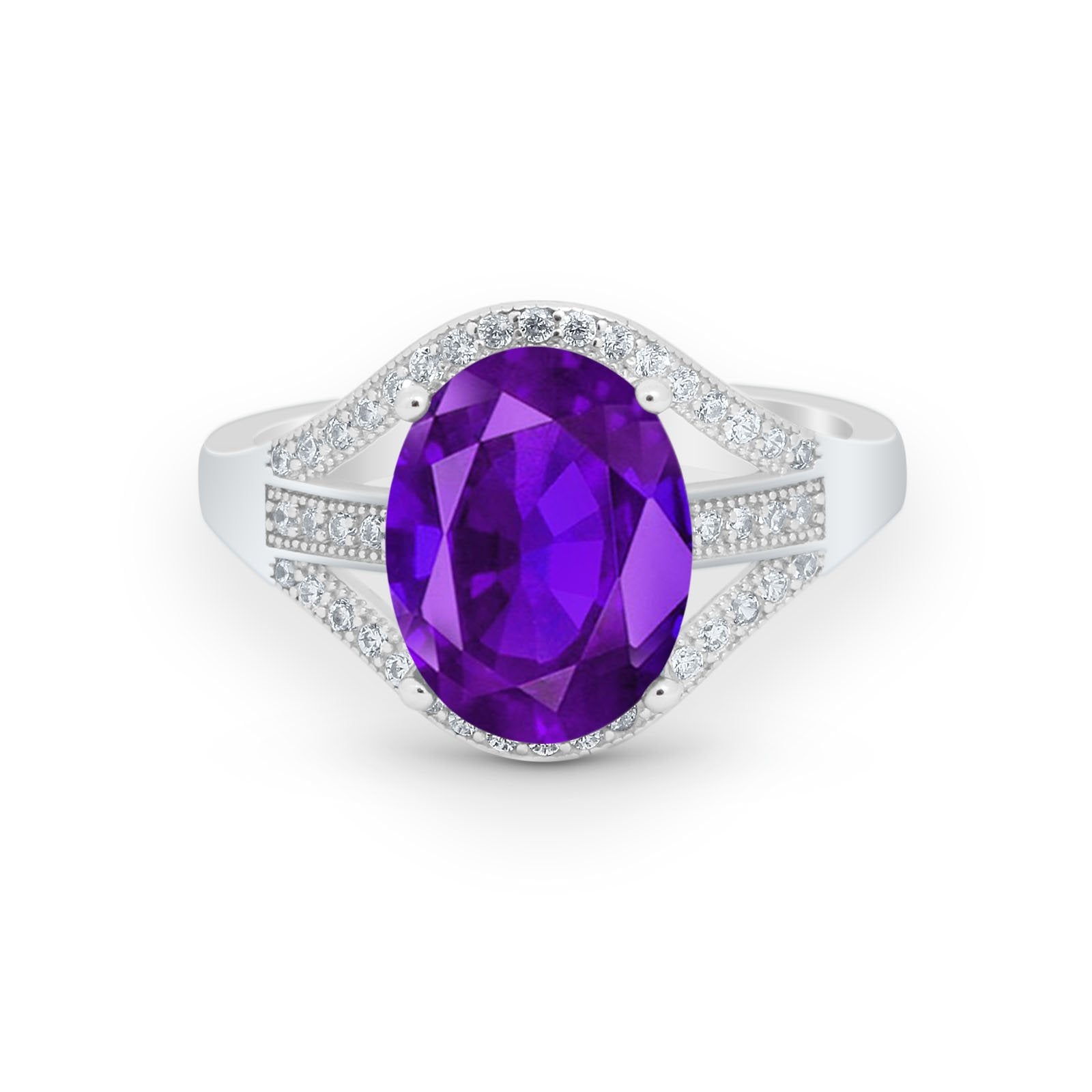 Art Deco Engagement Bridal Ring Simulated Cubic Zirconia 925 Sterling Silver BA1059
