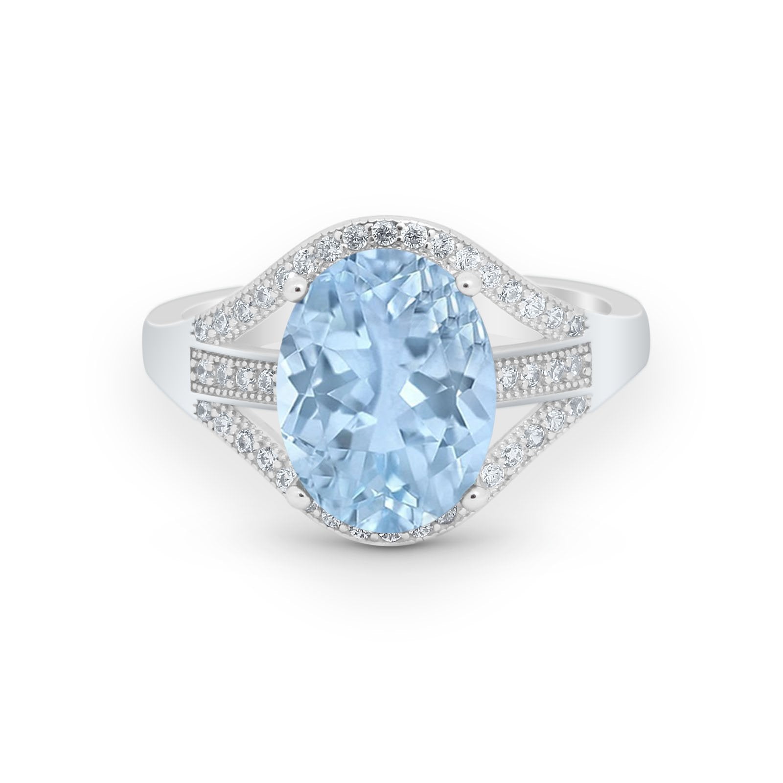 Art Deco Engagement Bridal Ring Simulated Cubic Zirconia 925 Sterling Silver BA1059