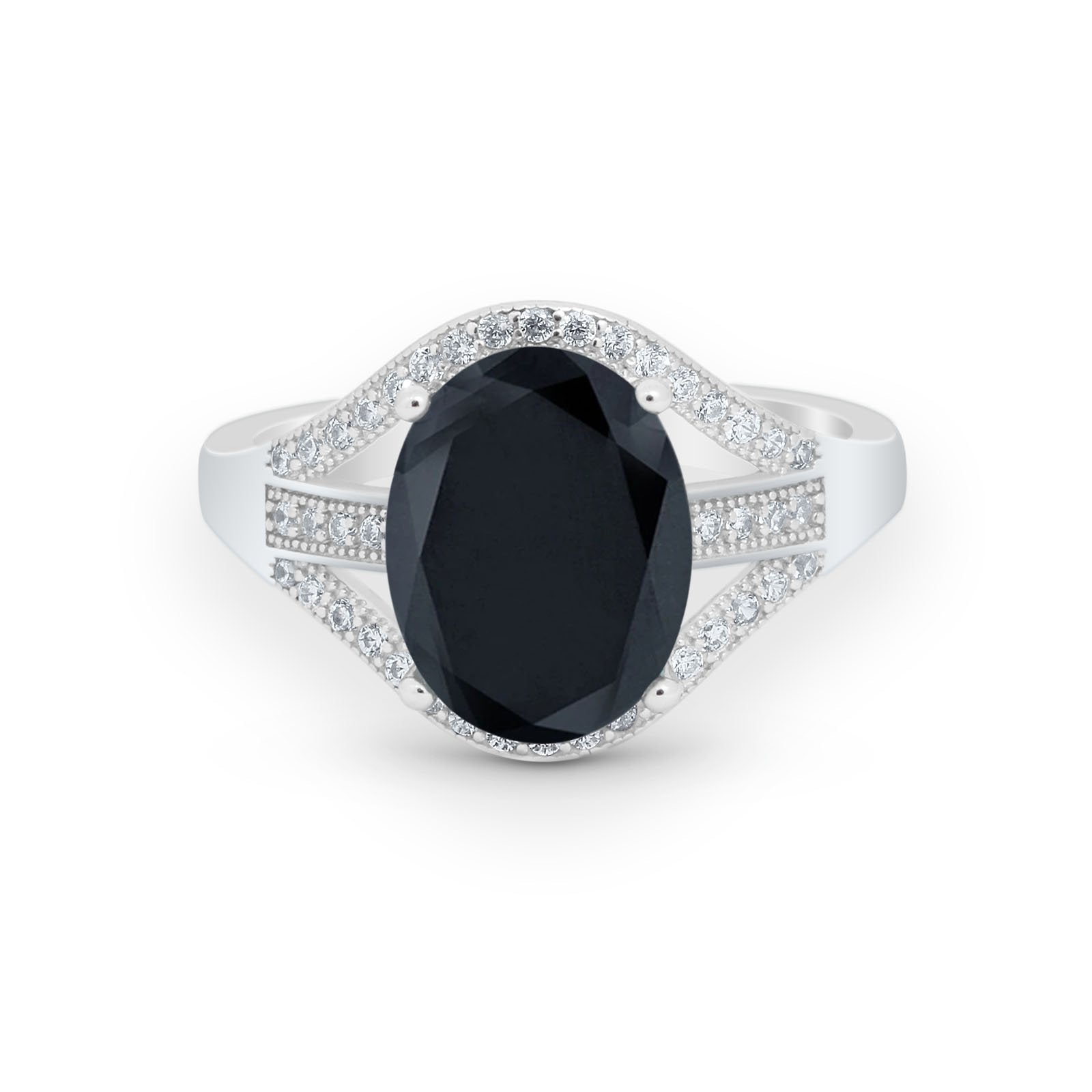 Art Deco Engagement Bridal Ring Simulated Cubic Zirconia 925 Sterling Silver BA1059
