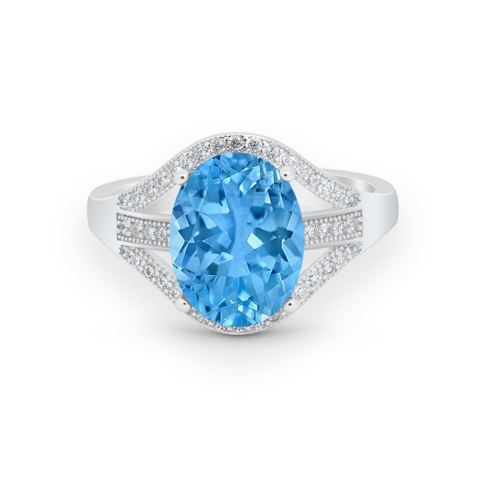 Art Deco Engagement Bridal Ring Simulated Cubic Zirconia 925 Sterling Silver BA1059