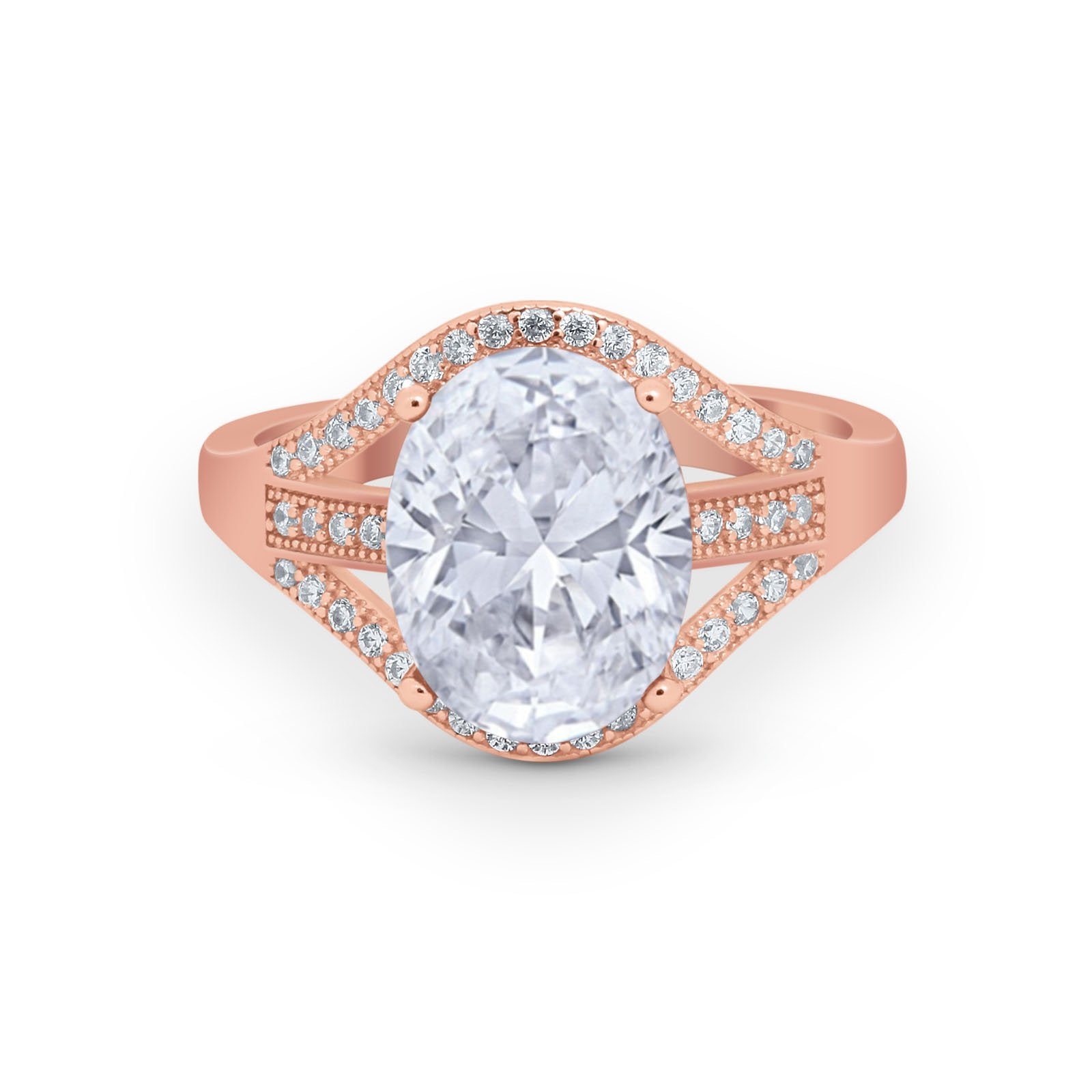 Art Deco Engagement Bridal Ring Simulated Cubic Zirconia 925 Sterling Silver BA1059