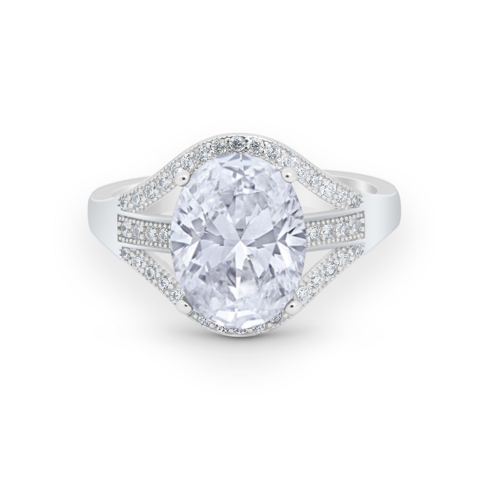 Art Deco Engagement Bridal Ring Simulated Cubic Zirconia 925 Sterling Silver BA1059