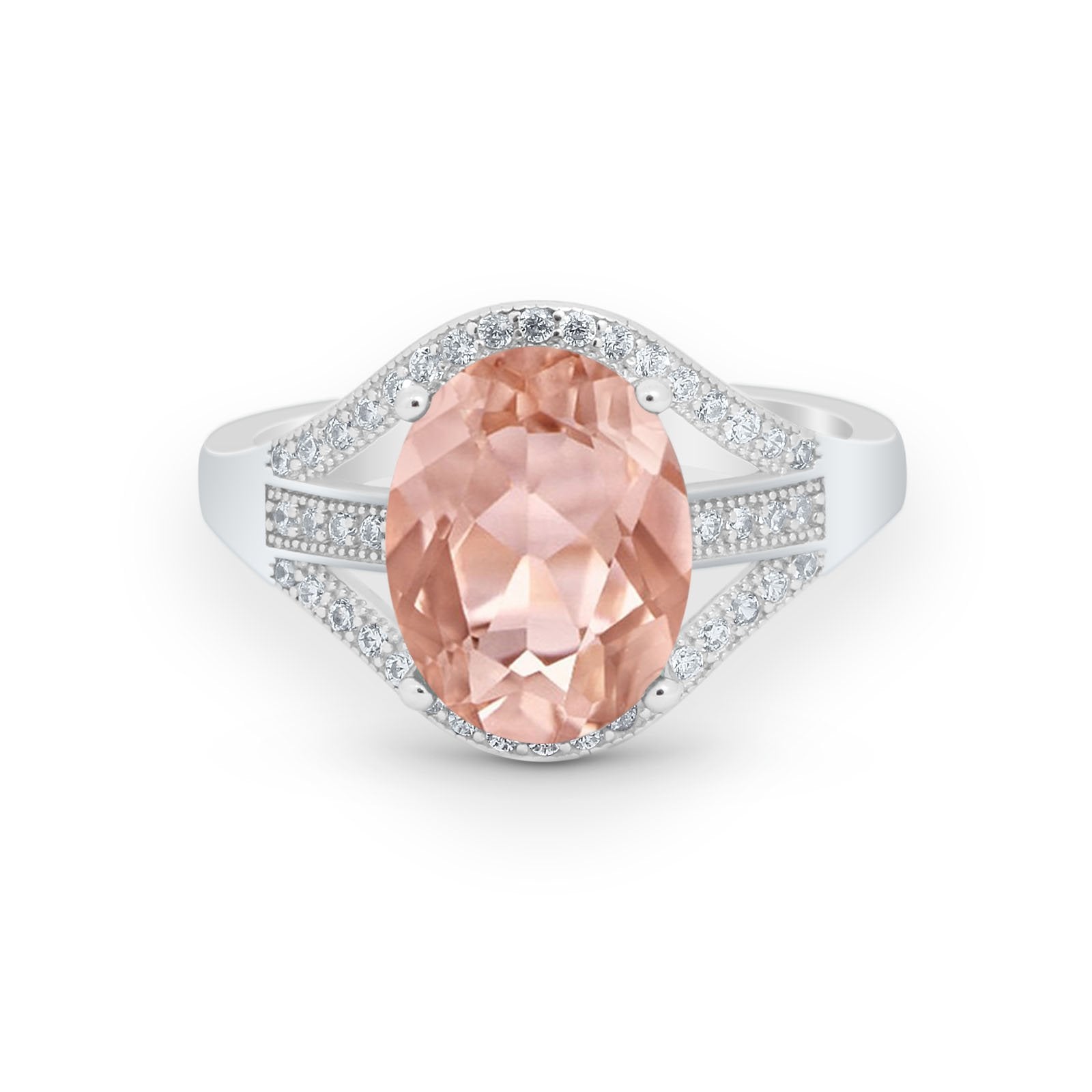Art Deco Engagement Bridal Ring Simulated Cubic Zirconia 925 Sterling Silver BA1059