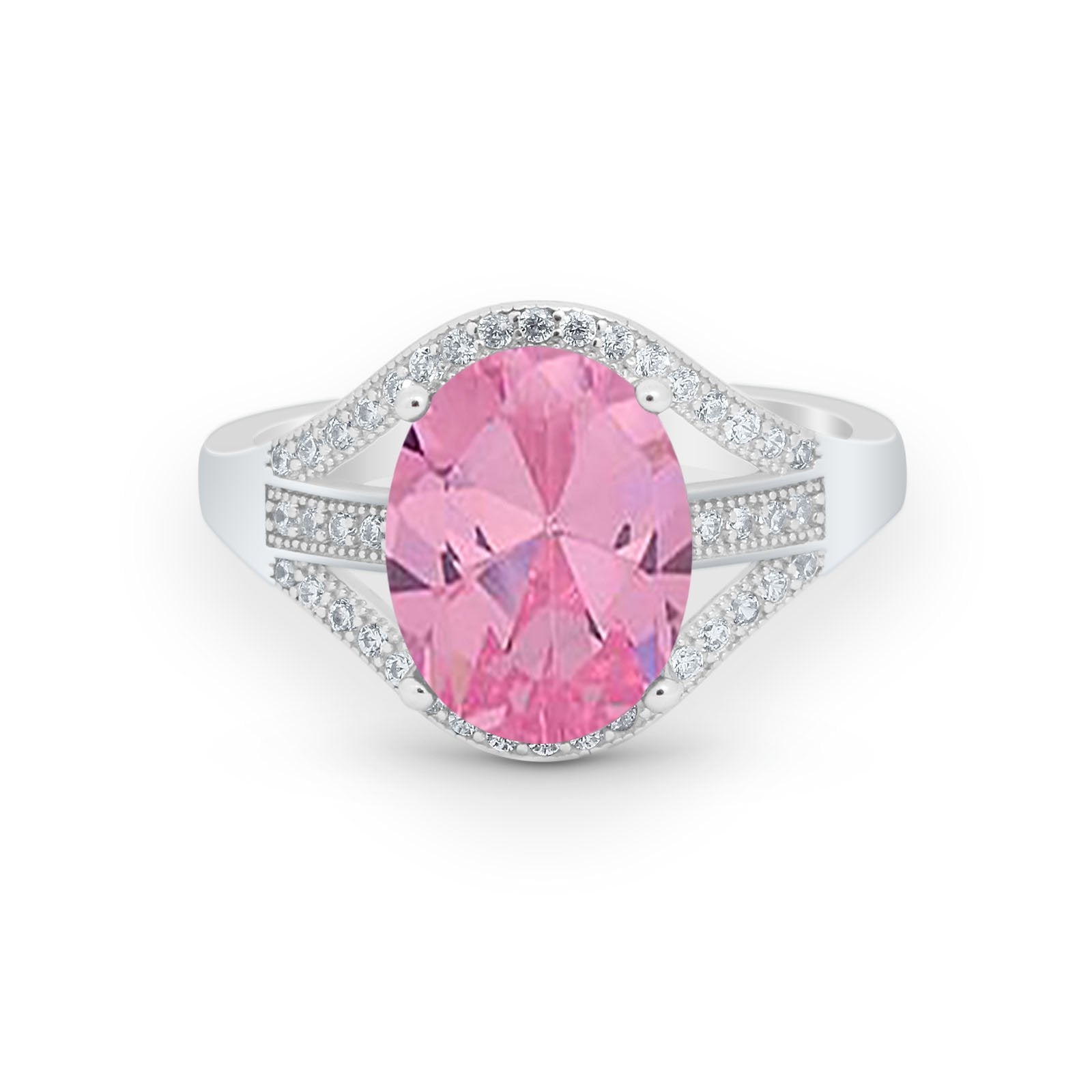 Art Deco Engagement Bridal Ring Simulated Cubic Zirconia 925 Sterling Silver BA1059