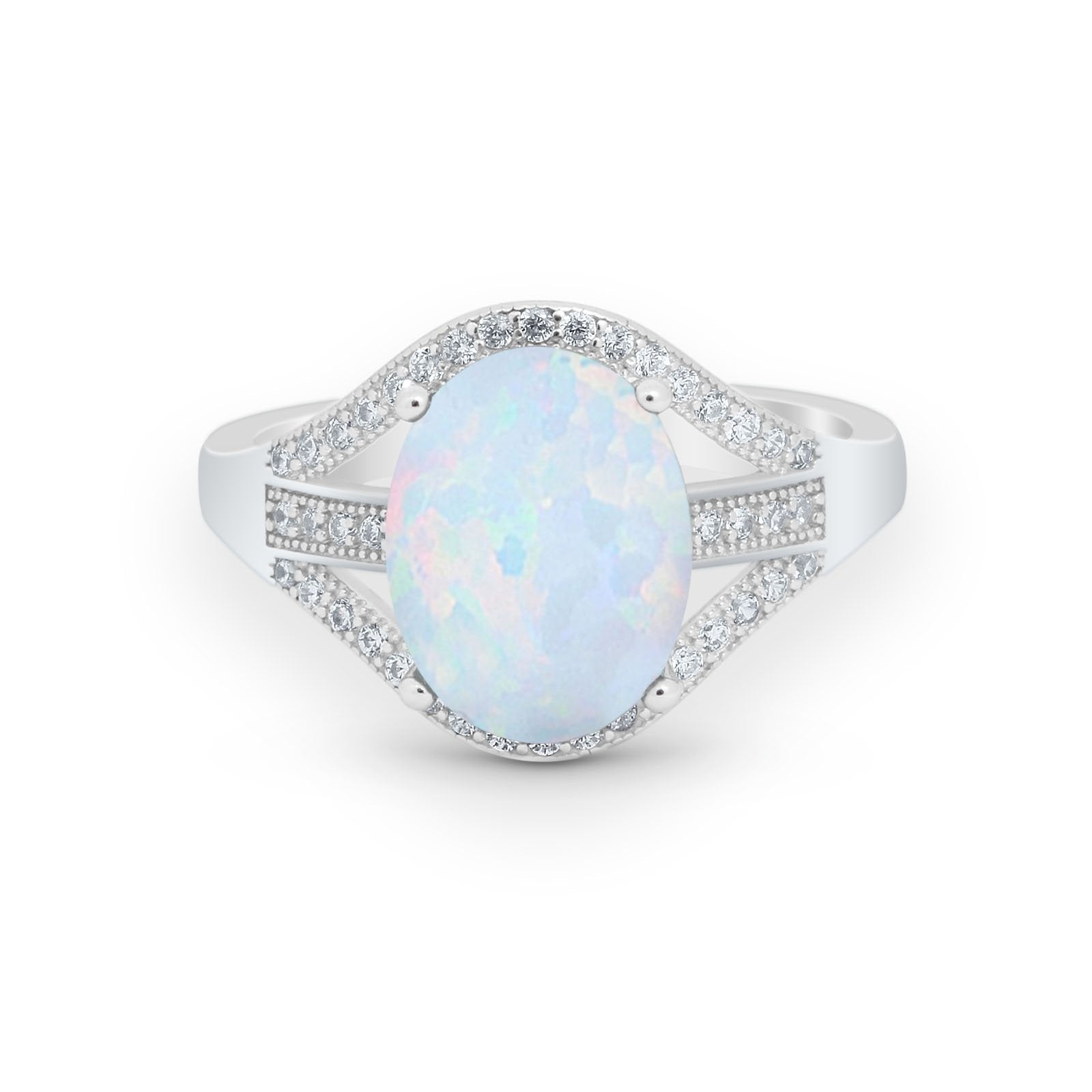 Art Deco Engagement Bridal Ring Simulated Cubic Zirconia 925 Sterling Silver BA1059