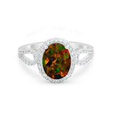 Halo Art Deco Engagement Ring Round Simulated Cubic Zirconia 925 Sterling Silver