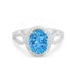 Halo Art Deco Engagement Ring Round Simulated Cubic Zirconia 925 Sterling Silver