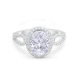 Halo Art Deco Engagement Ring Round Simulated Cubic Zirconia 925 Sterling Silver