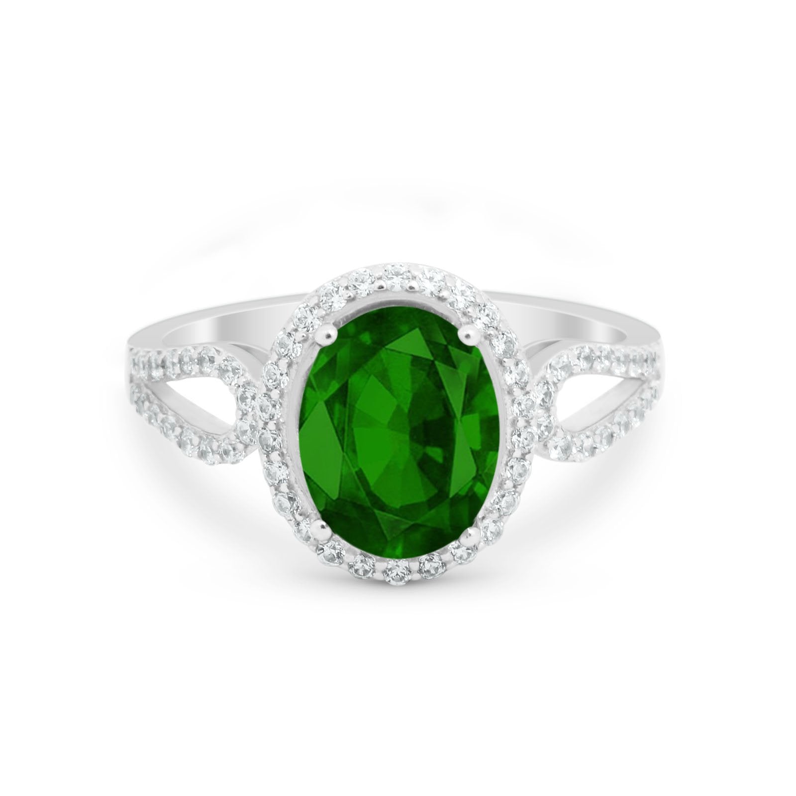 Halo Art Deco Engagement Ring Round Simulated Cubic Zirconia 925 Sterling Silver